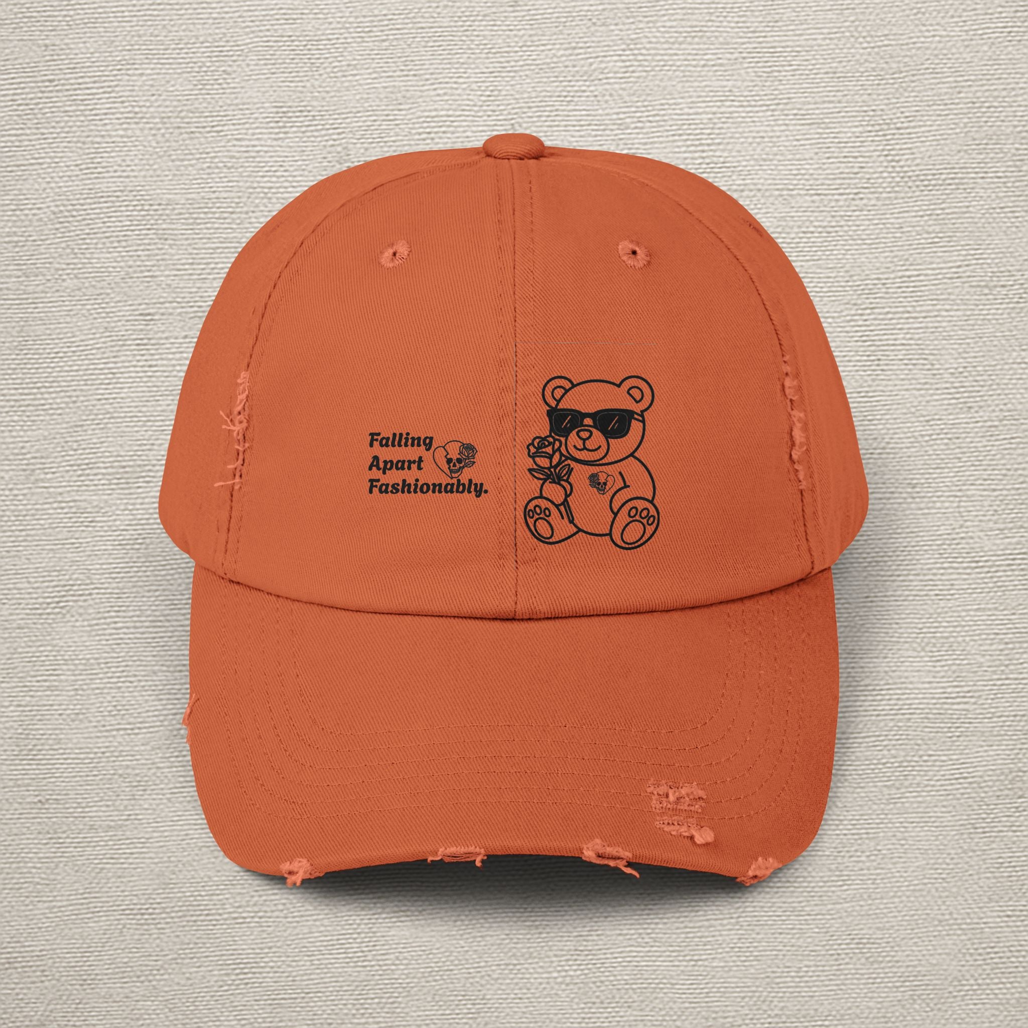 Distressed Teddy Bear Cap — 'Falling Apart Fashionable' Vintage Dad Hat