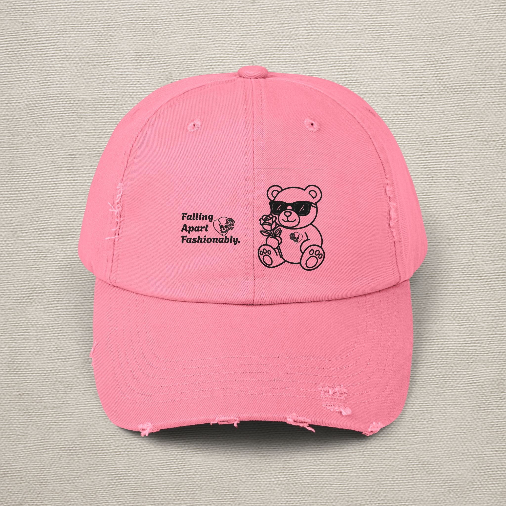 Distressed Teddy Bear Cap — 'Falling Apart Fashionable' Vintage Dad Hat