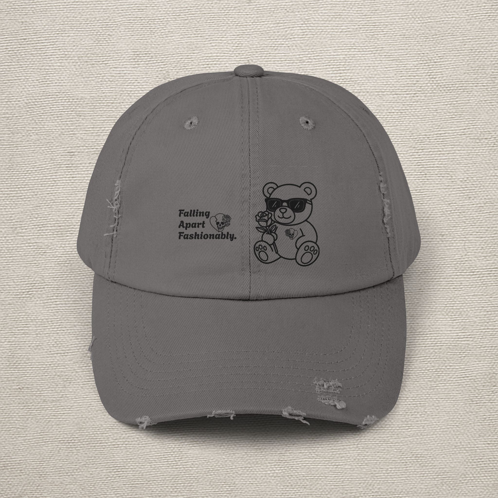 Distressed Teddy Bear Cap — 'Falling Apart Fashionable' Vintage Dad Hat