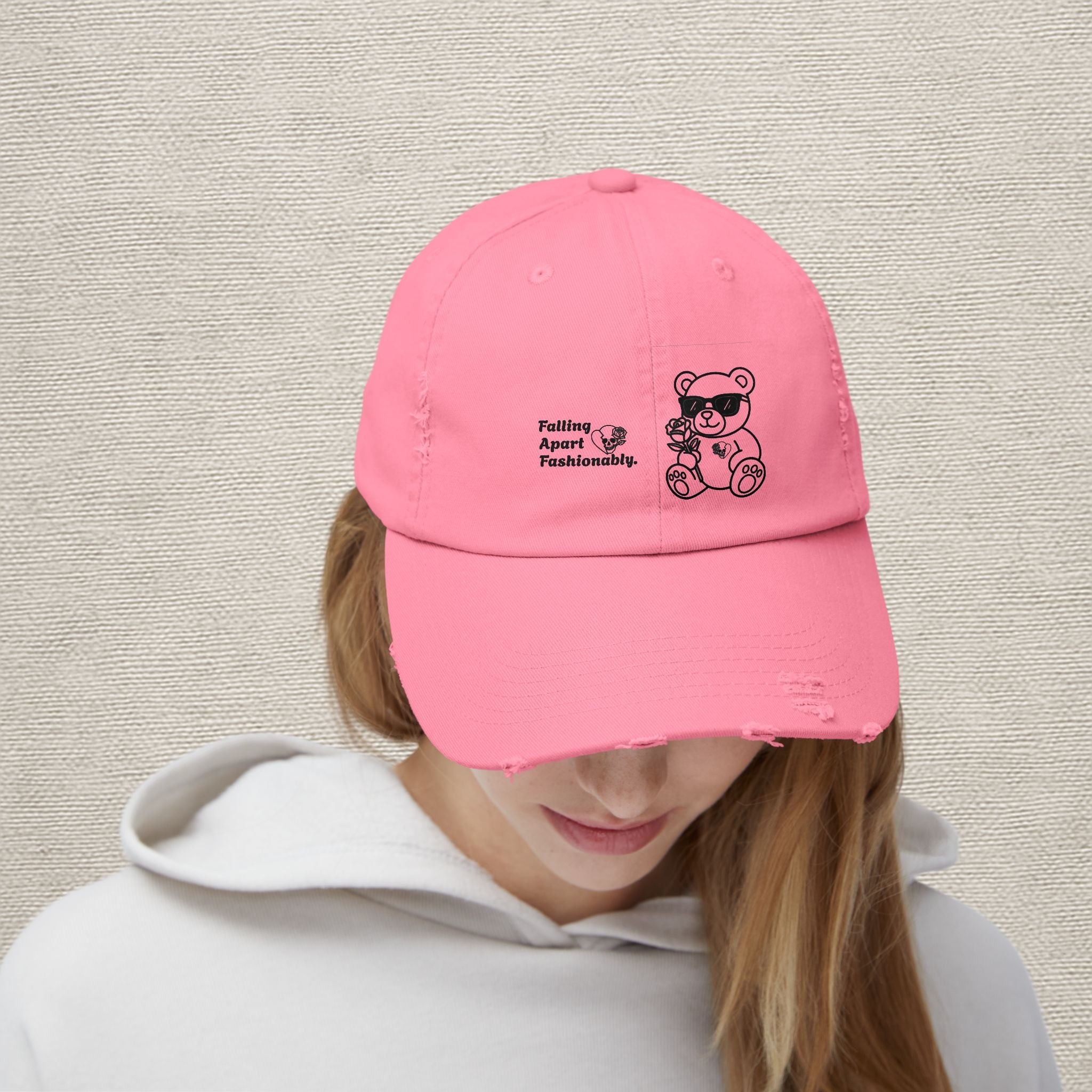 Distressed Teddy Bear Cap — 'Falling Apart Fashionable' Vintage Dad Hat