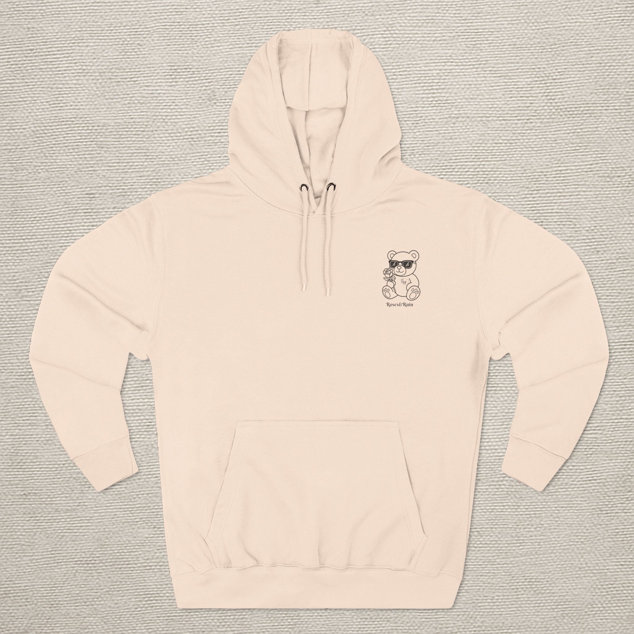 Crimson Bloom' Bear Graphic Fleece Hoodie