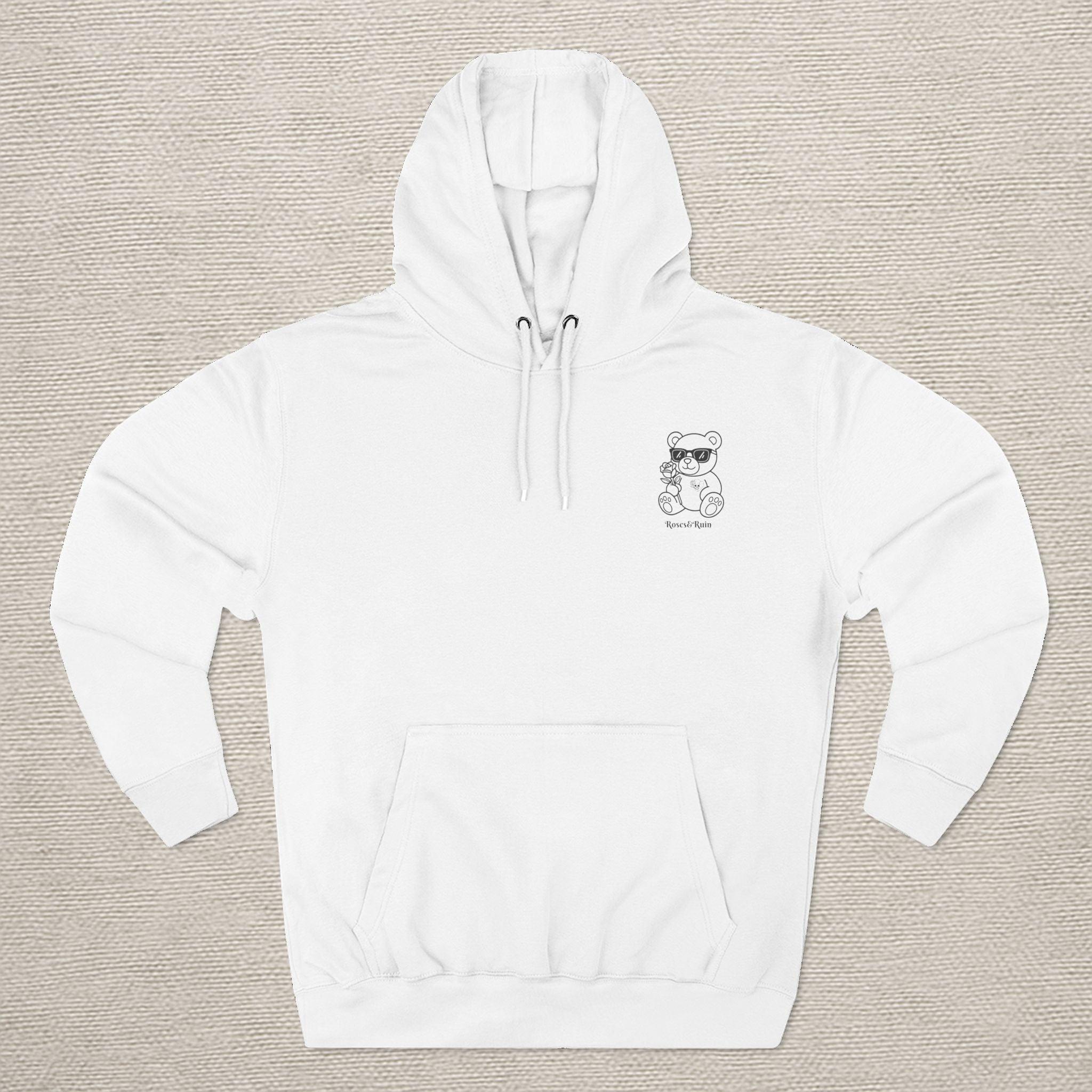 Crimson Bloom' Bear Graphic Fleece Hoodie