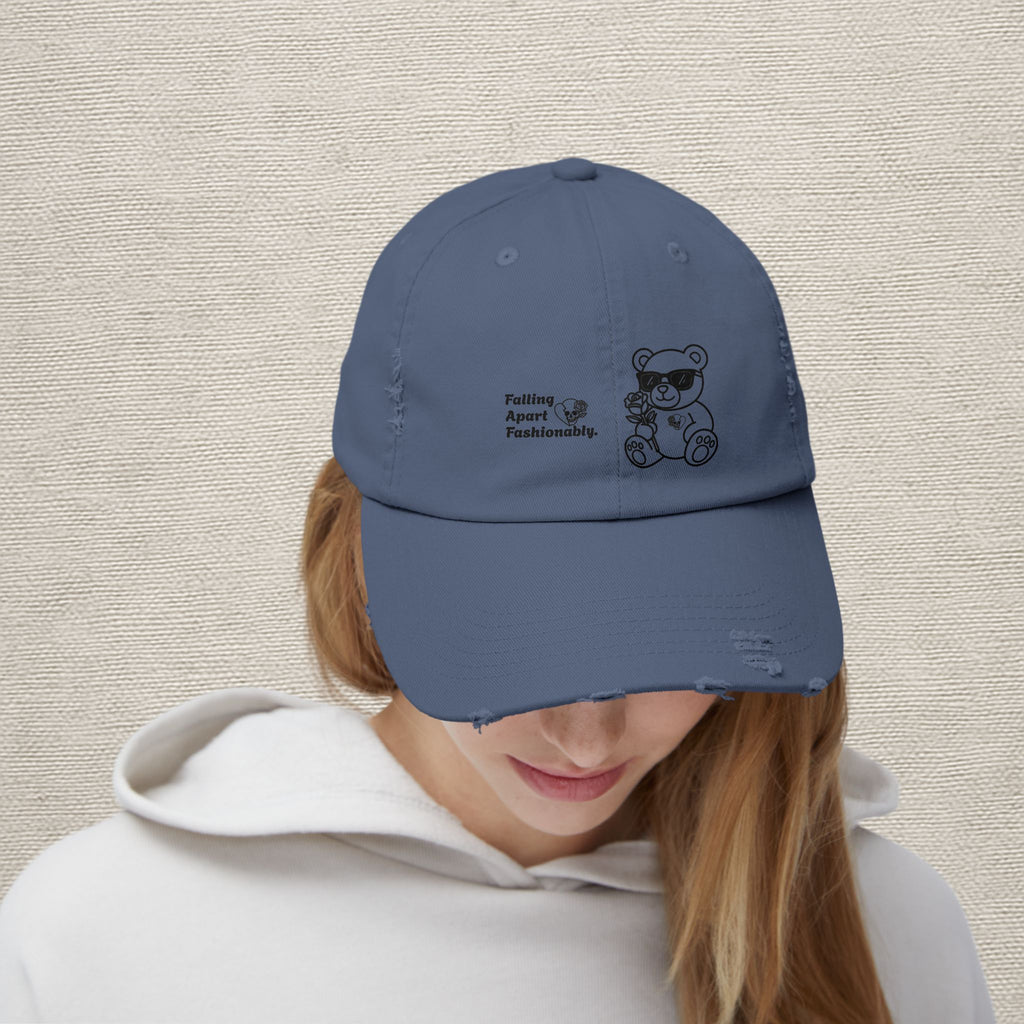Distressed Teddy Bear Cap — 'Falling Apart Fashionable' Vintage Dad Hat