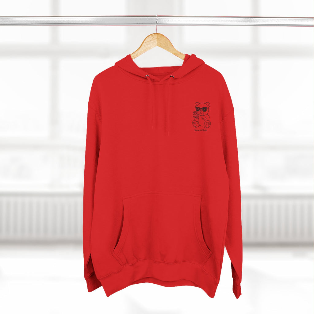 Crimson Bloom' Bear Graphic Fleece Hoodie