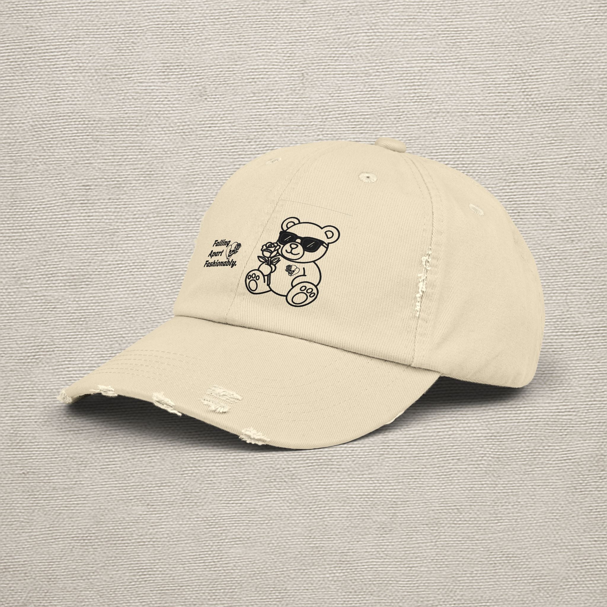 Distressed Teddy Bear Cap — 'Falling Apart Fashionable' Vintage Dad Hat