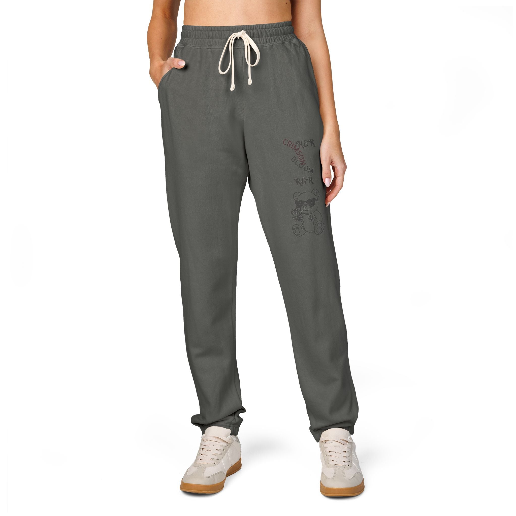 Cozy Charcoal Graphic Sweatpants — Minimal Japanese Kanji Joggers