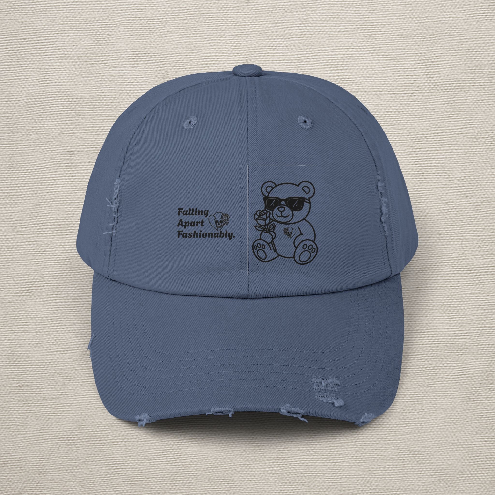 Distressed Teddy Bear Cap — 'Falling Apart Fashionable' Vintage Dad Hat