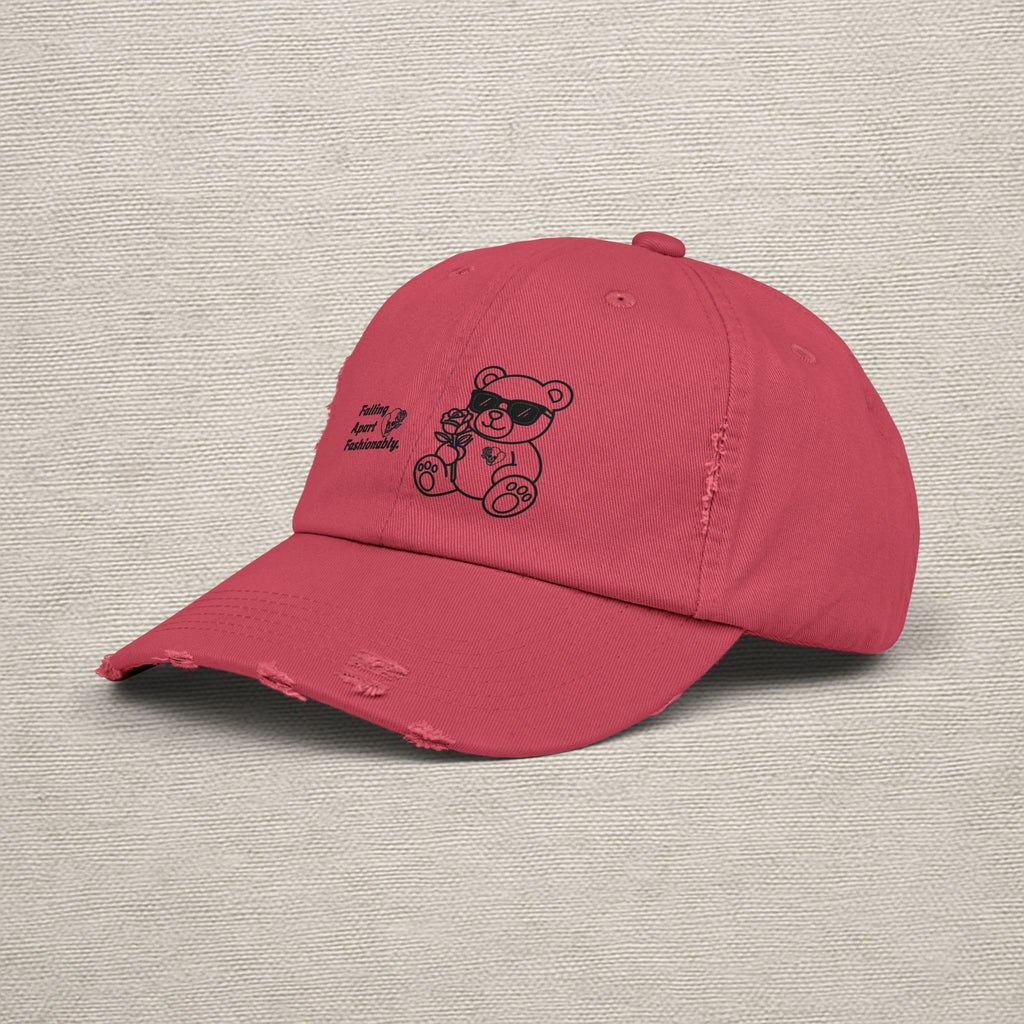 Distressed Teddy Bear Cap — 'Falling Apart Fashionable' Vintage Dad Hat