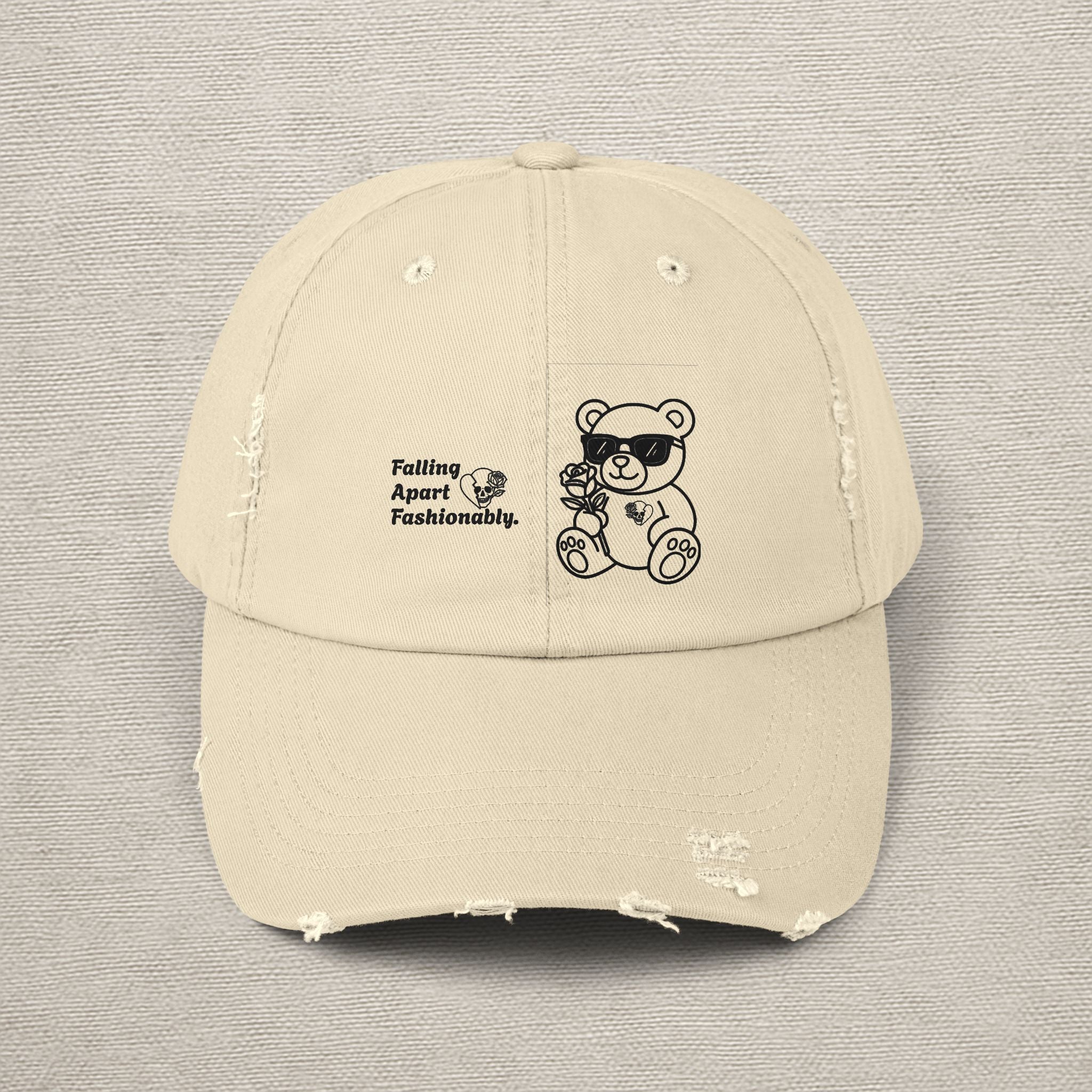 Distressed Teddy Bear Cap — 'Falling Apart Fashionable' Vintage Dad Hat